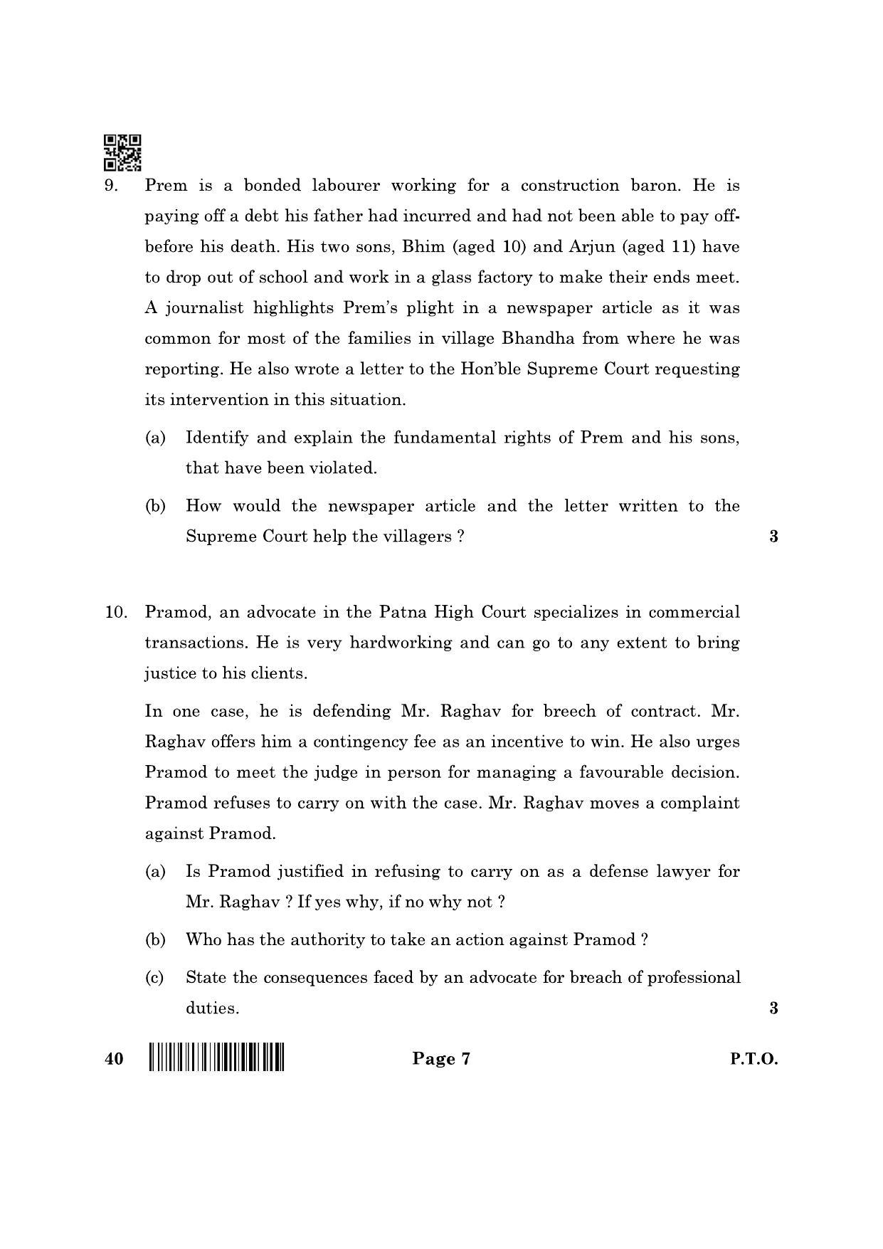 CBSE Class 12 40_Legal Studies 2022 Question Paper - Page 7