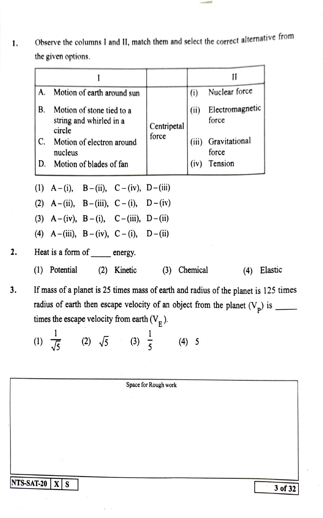 Maharashtra NTSE 2021 English SAT Question Paper - Page 3