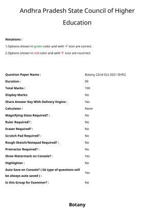 AP PGCET 2021 Botany Question Paper with Answer Key