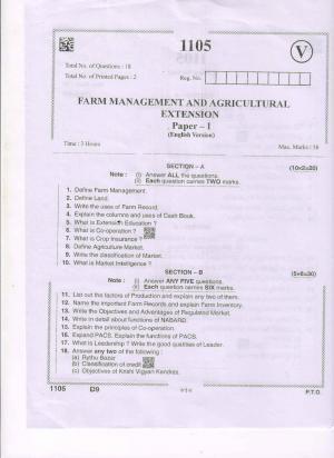 AP Intermediate 2nd Year Vocational Question Paper September-2021- Farm_Management_and_Agricultural_Extension-I