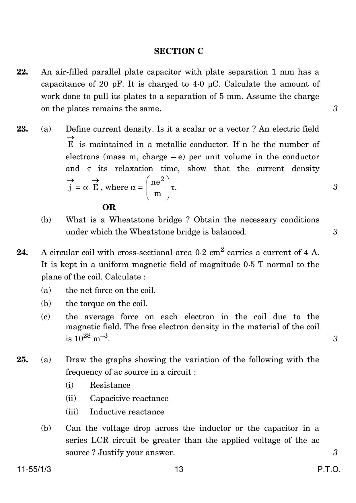 CBSE Class 12 55-1-3 Physics 2024 Question Paper - Page 13