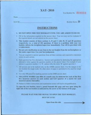 XAT 2010 Question Papers