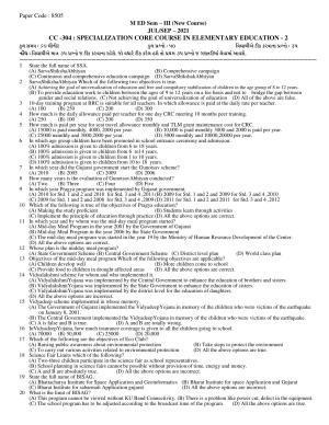 Hemchand North Gujarat University Sample Paper July-Sept 2021: M ED Sem – III CC -304 : Specialization Core Course In Elementry Education - 2 (New Course)