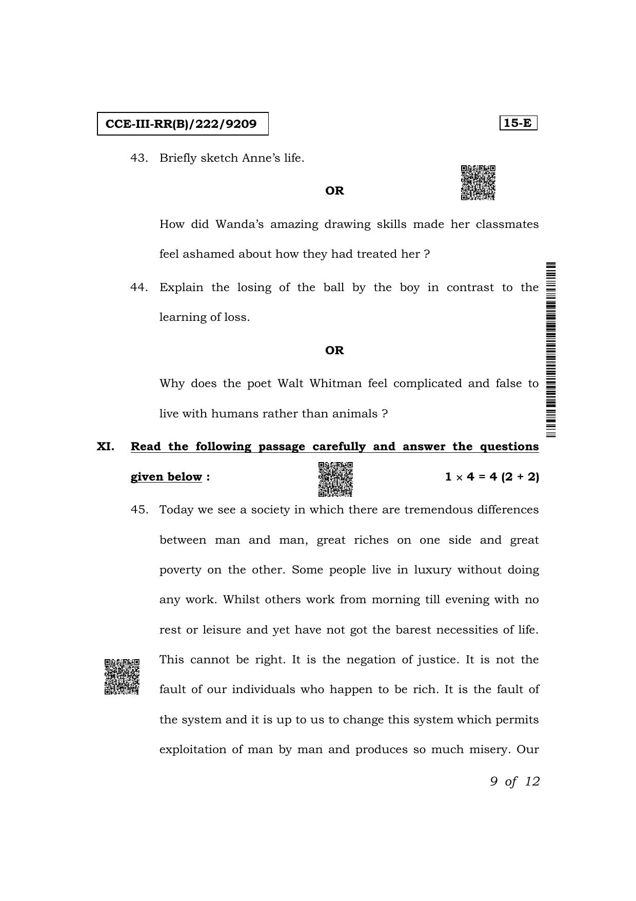 Karnataka SSLC First Language English (NCERT) Exam 3 Question Paper 2024 (B Version) - Page 9
