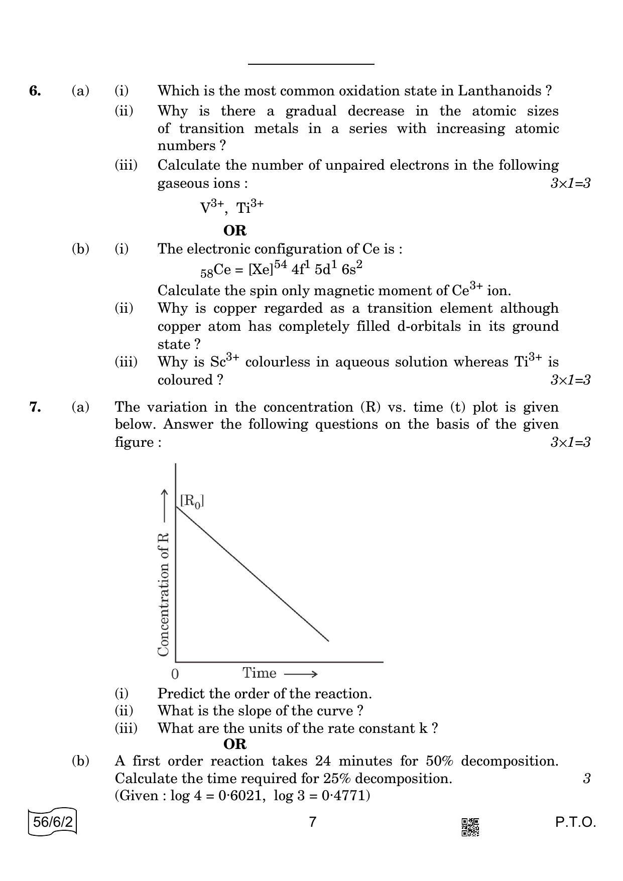 CBSE Class 12 56-6-2 CHEMISTRY 2022 Compartment Question Paper - Page 7