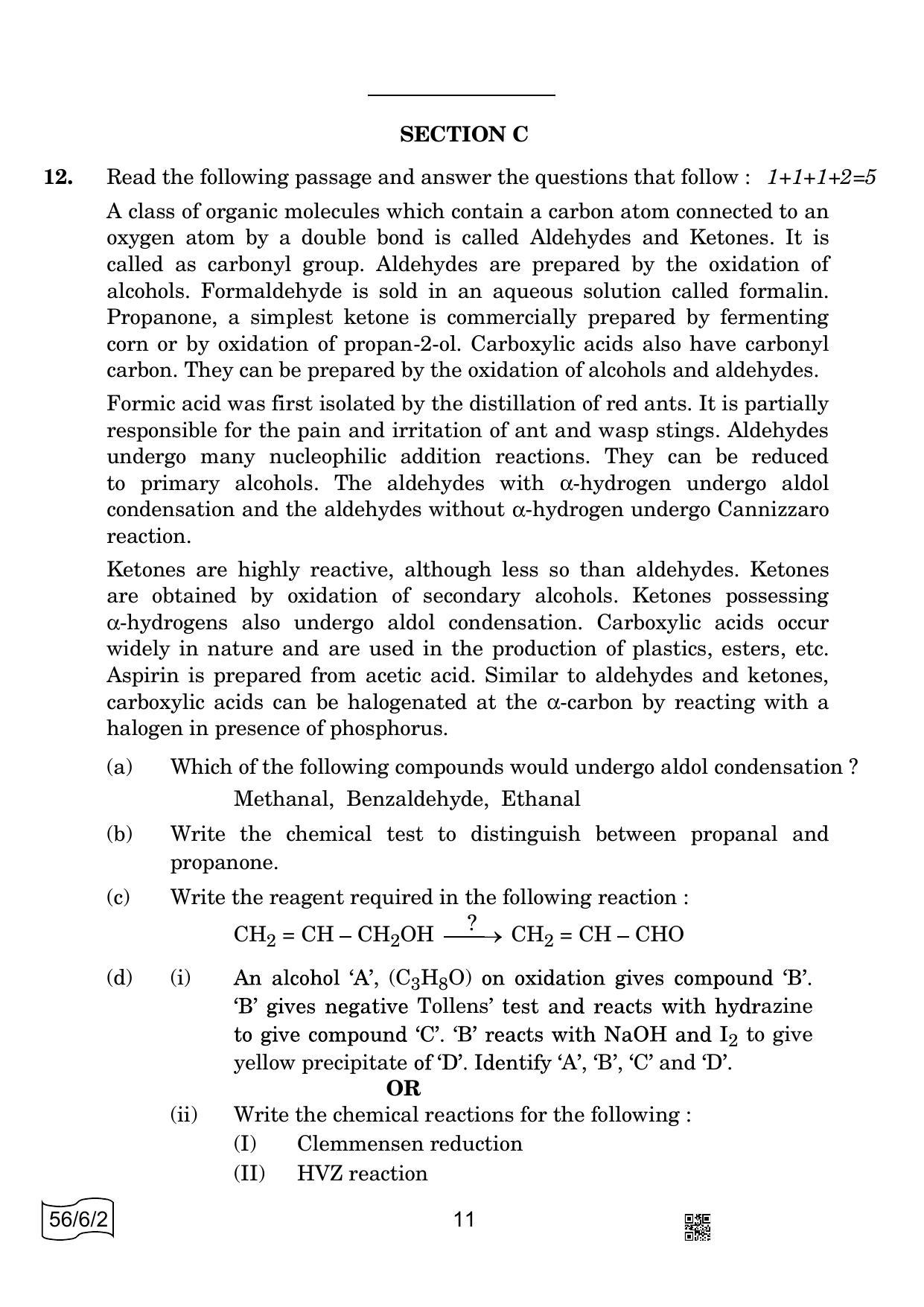 CBSE Class 12 56-6-2 CHEMISTRY 2022 Compartment Question Paper - Page 11