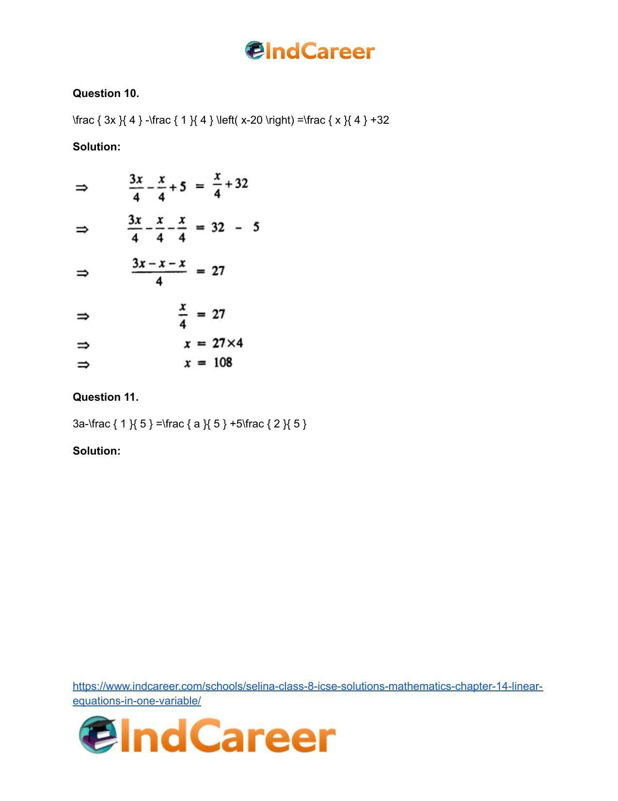 Selina Class 8 ICSE Solutions Mathematics : Chapter 14- Linear Equations in one Variable - Page 6