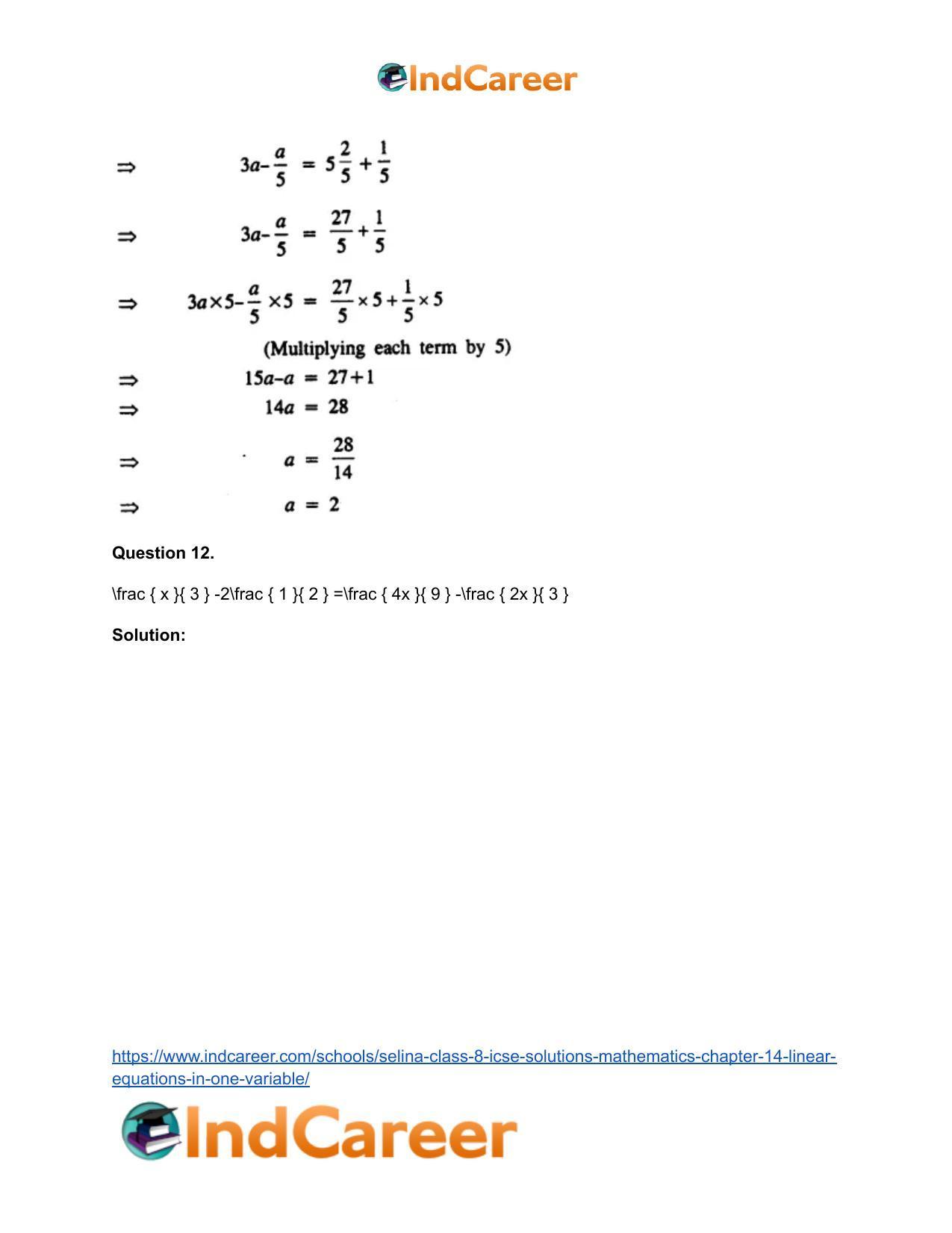 Selina Class 8 ICSE Solutions Mathematics : Chapter 14- Linear Equations in one Variable - Page 7