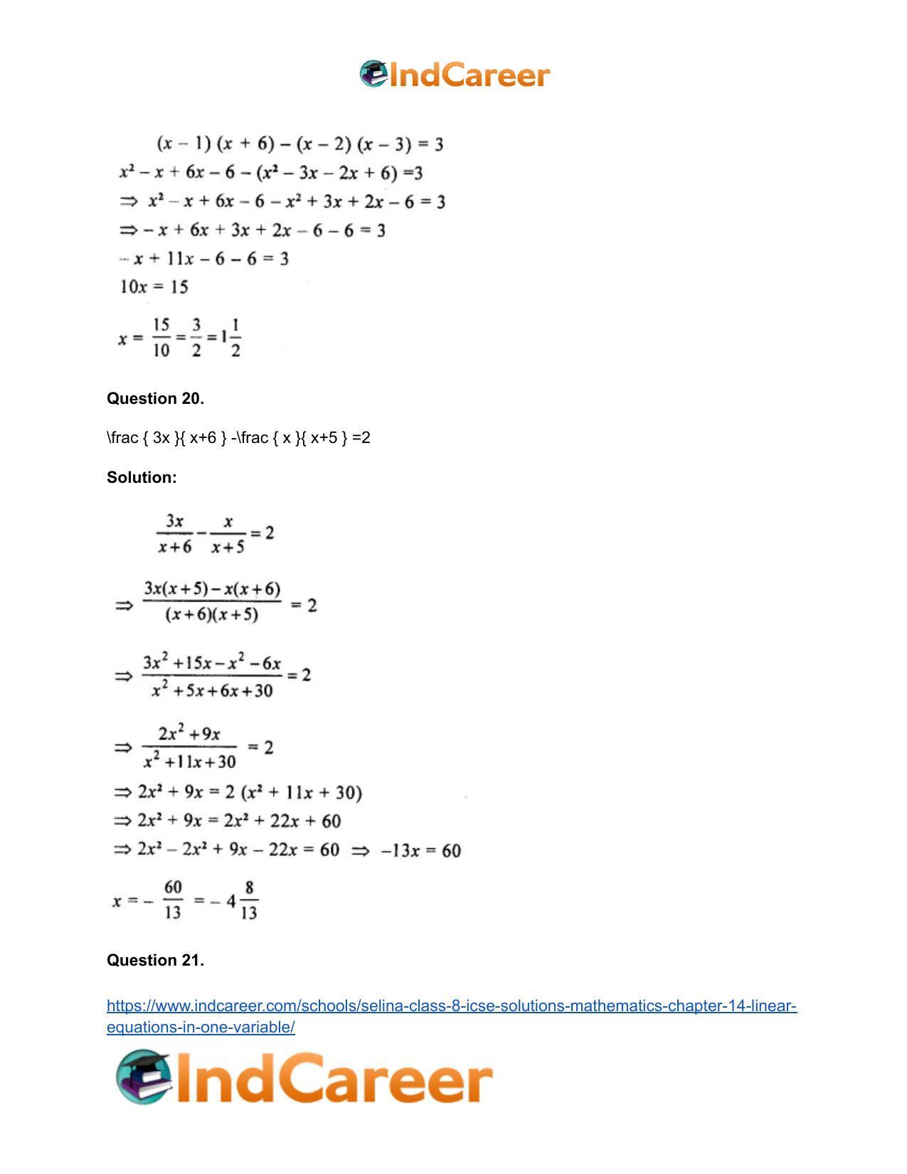 Selina Class 8 ICSE Solutions Mathematics : Chapter 14- Linear Equations in one Variable - Page 12