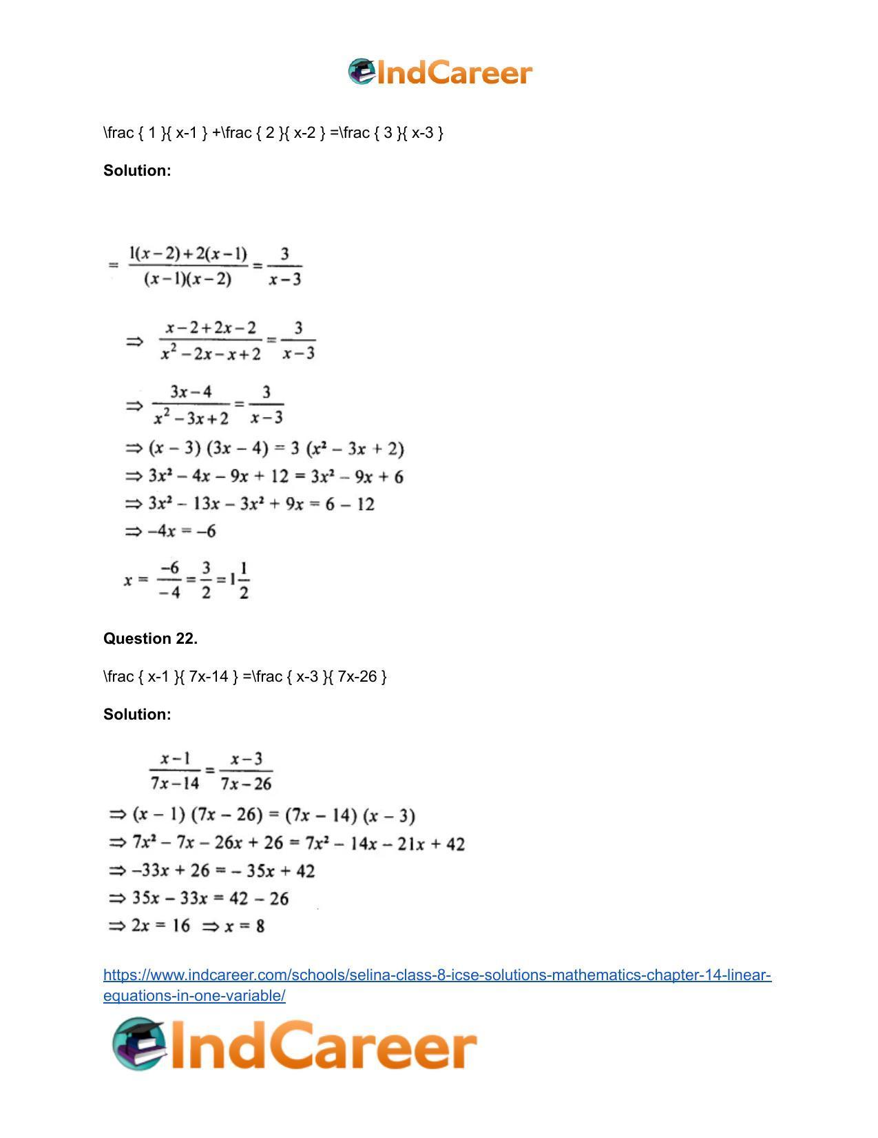 Selina Class 8 ICSE Solutions Mathematics : Chapter 14- Linear Equations in one Variable - Page 13