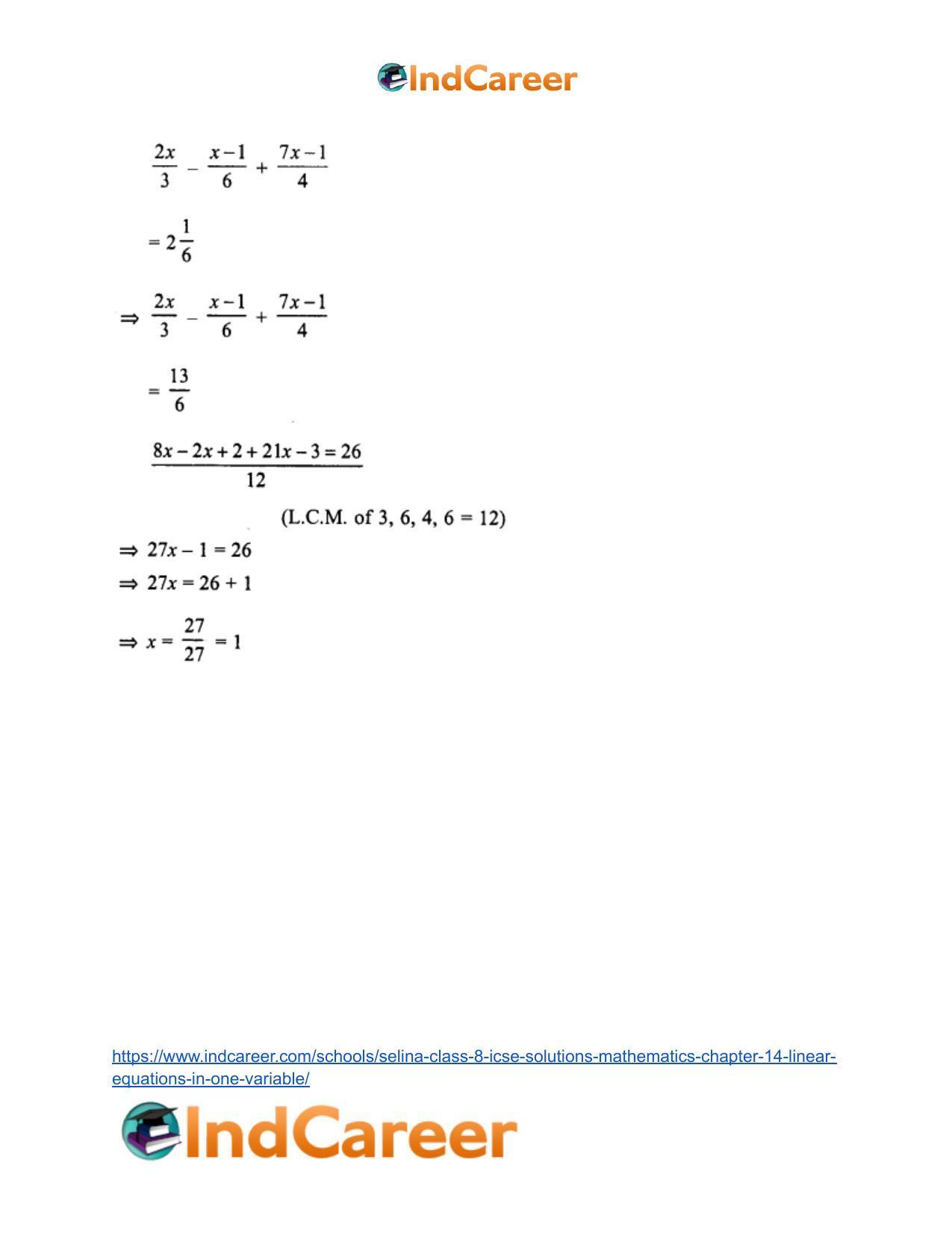 Selina Class 8 ICSE Solutions Mathematics : Chapter 14- Linear Equations in one Variable - Page 15