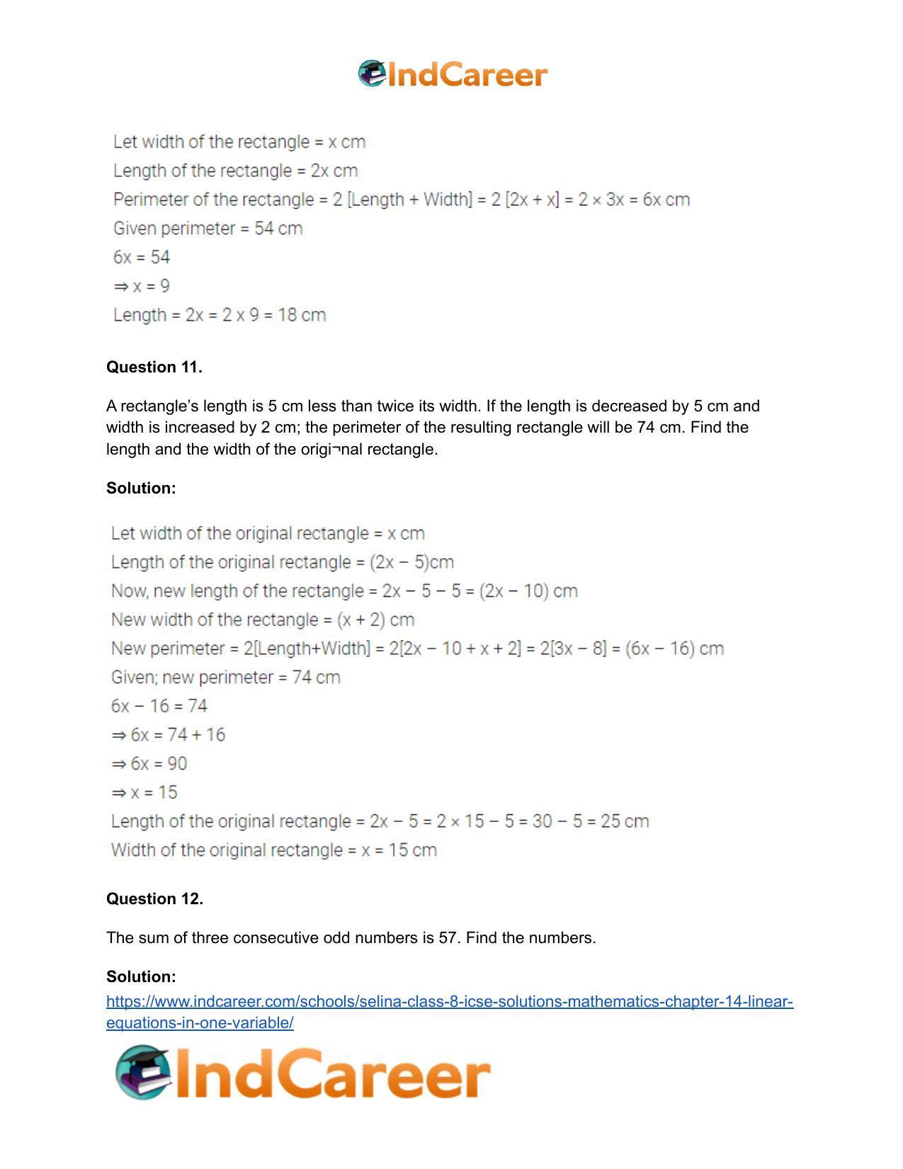 Selina Class 8 ICSE Solutions Mathematics : Chapter 14- Linear Equations in one Variable - Page 25