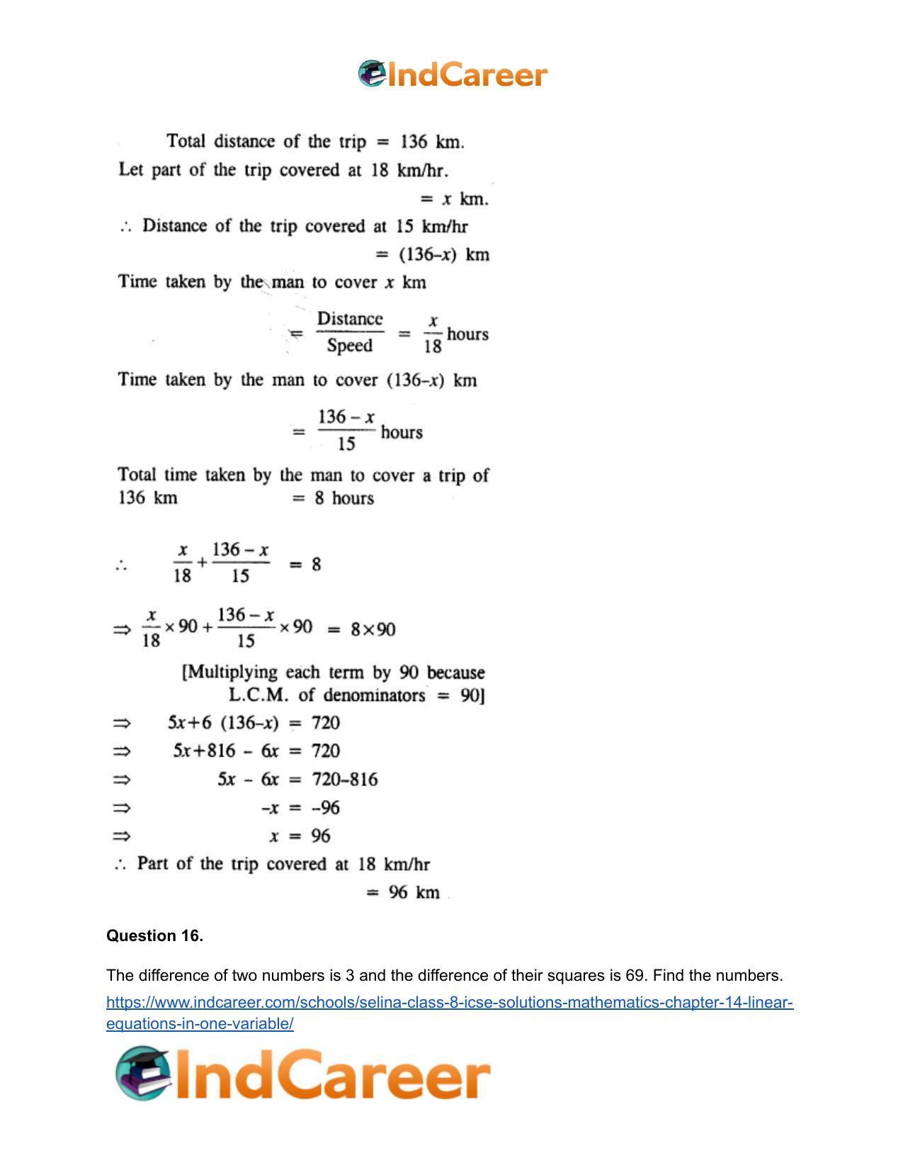 Selina Class 8 ICSE Solutions Mathematics : Chapter 14- Linear Equations in one Variable - Page 28