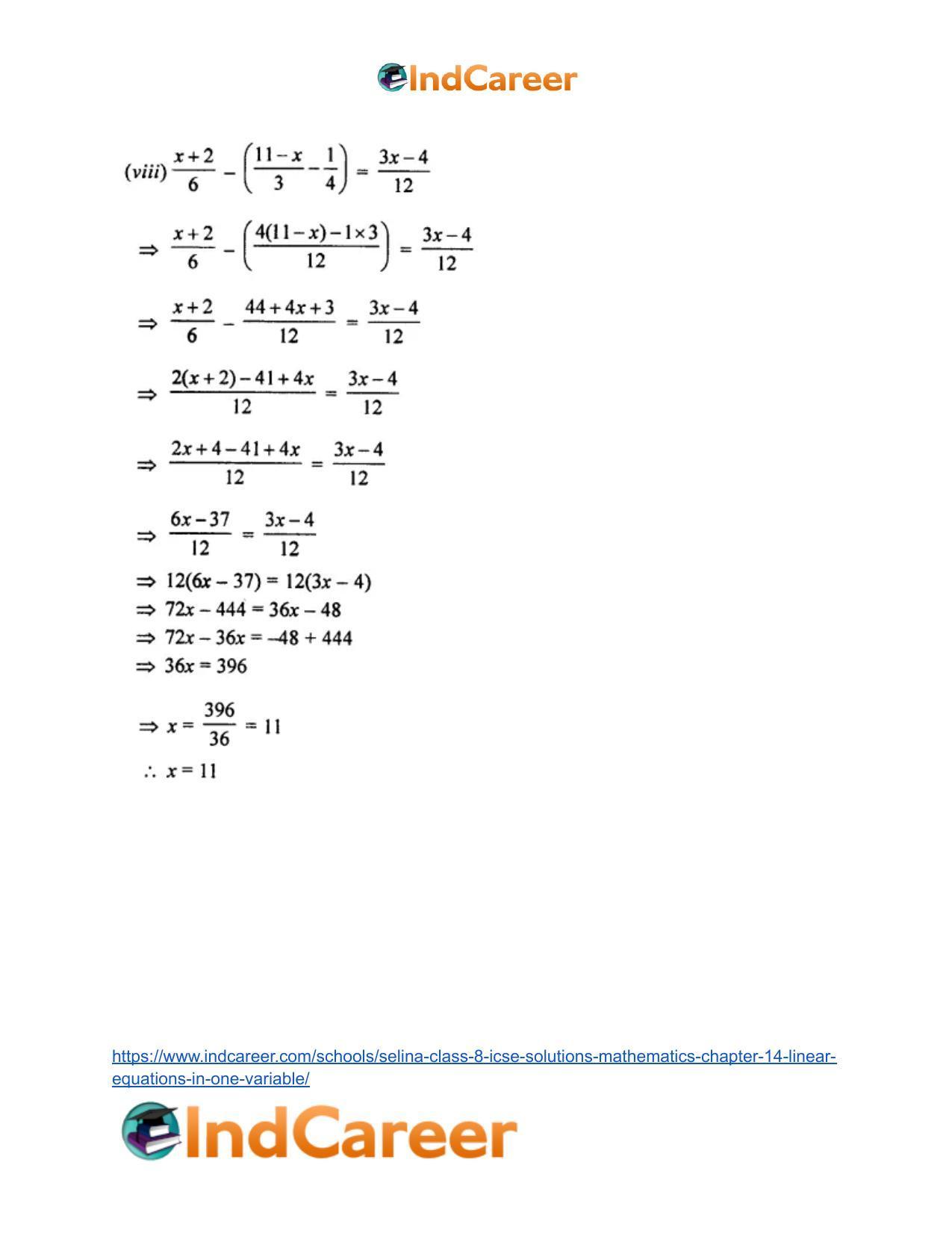 Selina Class 8 ICSE Solutions Mathematics : Chapter 14- Linear Equations in one Variable - Page 40