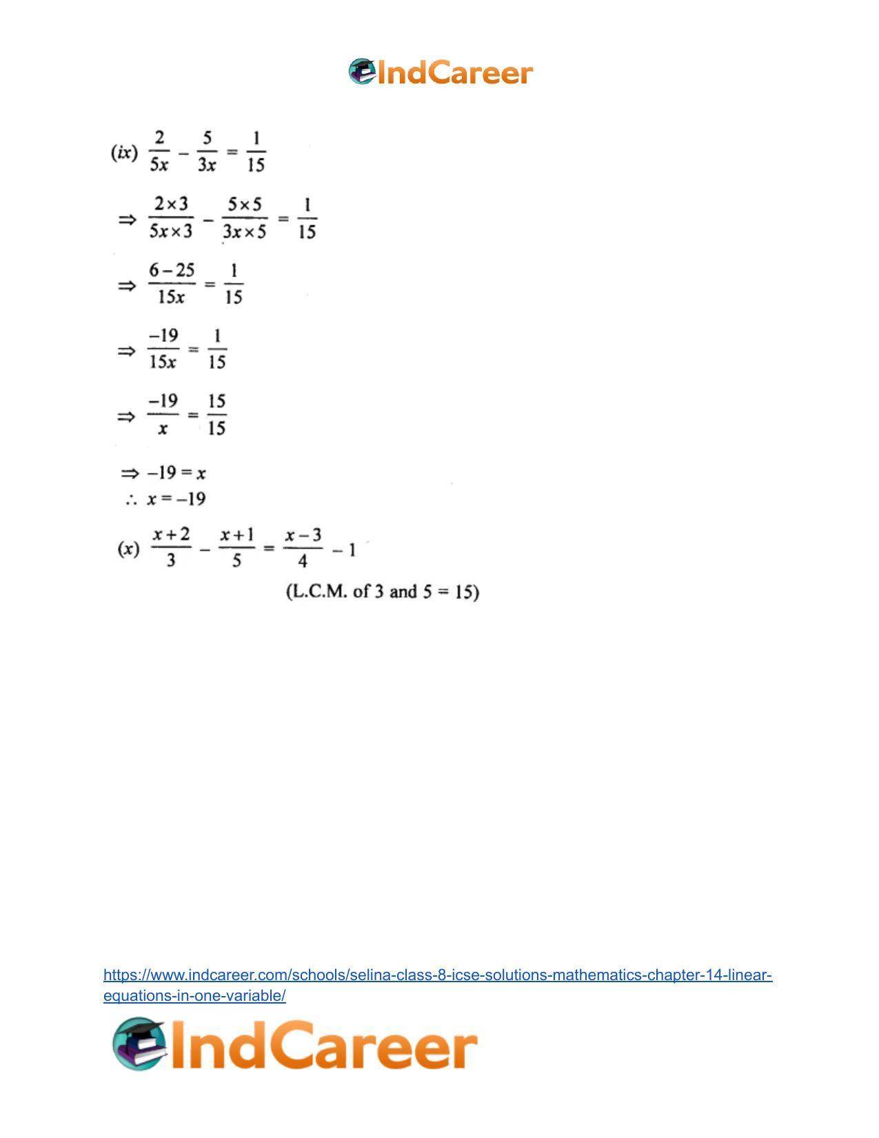 Selina Class 8 ICSE Solutions Mathematics : Chapter 14- Linear Equations in one Variable - Page 41