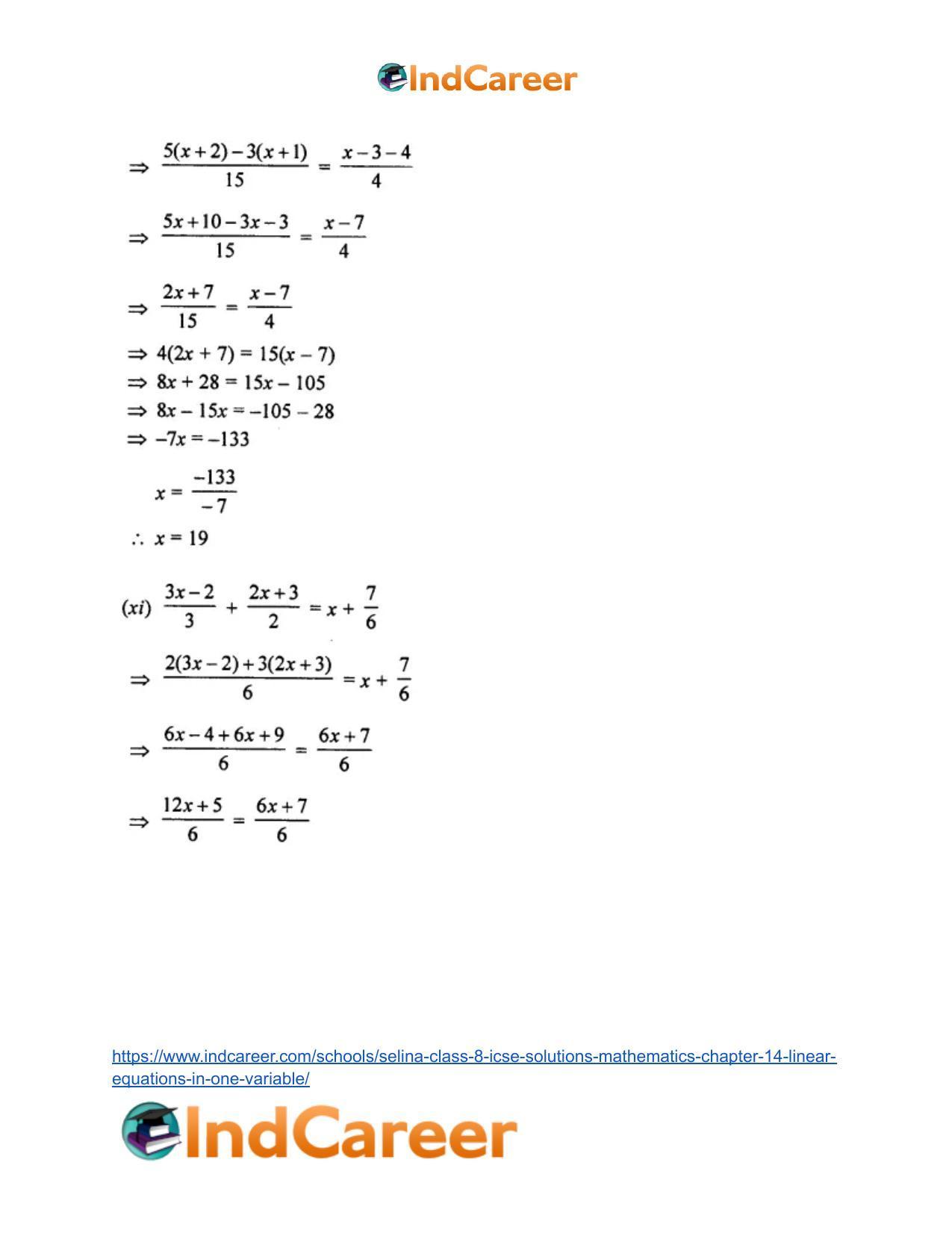 Selina Class 8 ICSE Solutions Mathematics : Chapter 14- Linear Equations in one Variable - Page 42