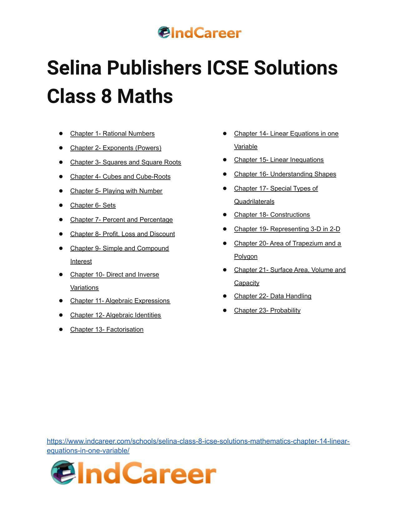 Selina Class 8 ICSE Solutions Mathematics : Chapter 14- Linear Equations in one Variable - Page 53