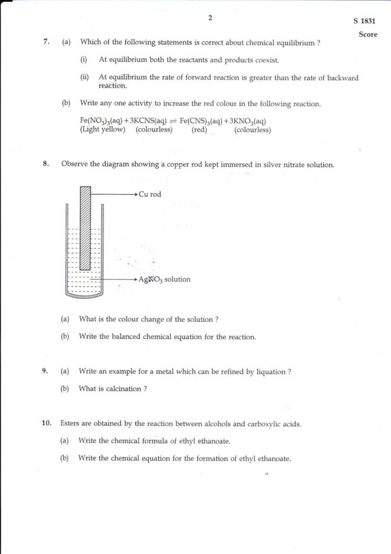 Kerala SSLC 2018 Chemistry (EM) Question Paper - Page 2