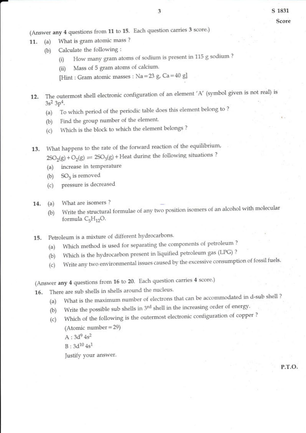 Kerala SSLC 2018 Chemistry (EM) Question Paper - Page 3