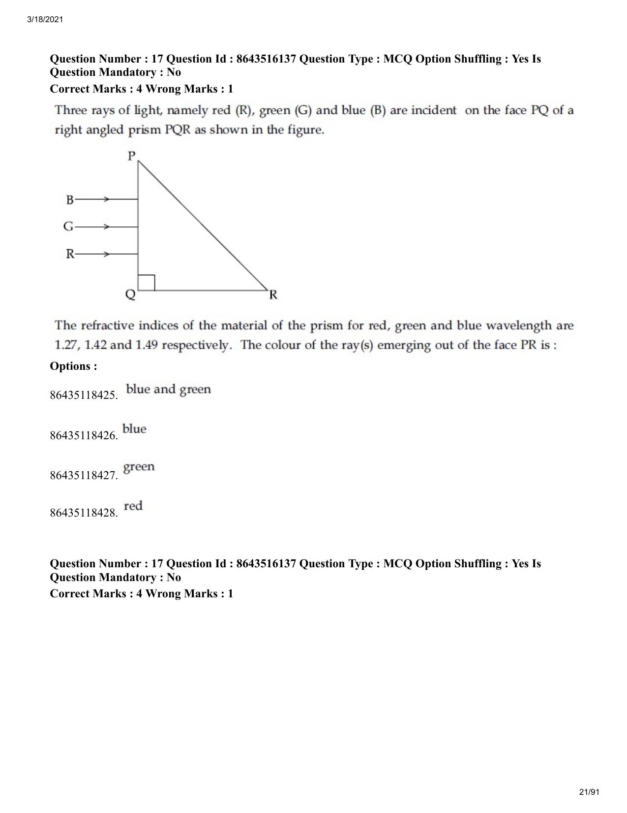 JEE Mains 2021: BTech EM (Shift 2) 18-03-2021 Question Paper - Page 21