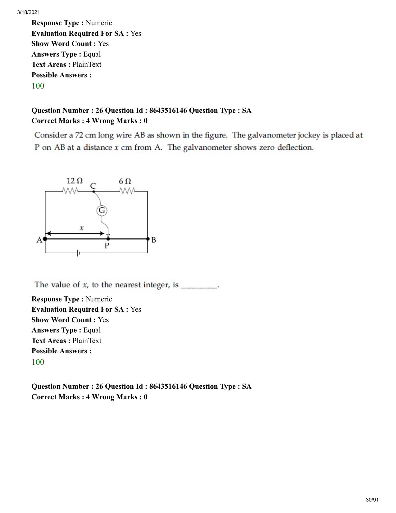 JEE Mains 2021: BTech EM (Shift 2) 18-03-2021 Question Paper - Page 30