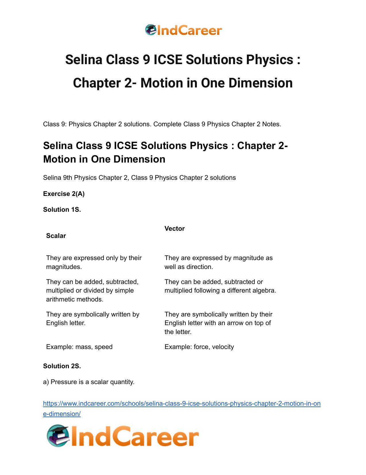 Selina Class 9 ICSE Solutions Physics : Chapter 2- Motion in One Dimension - Page 2