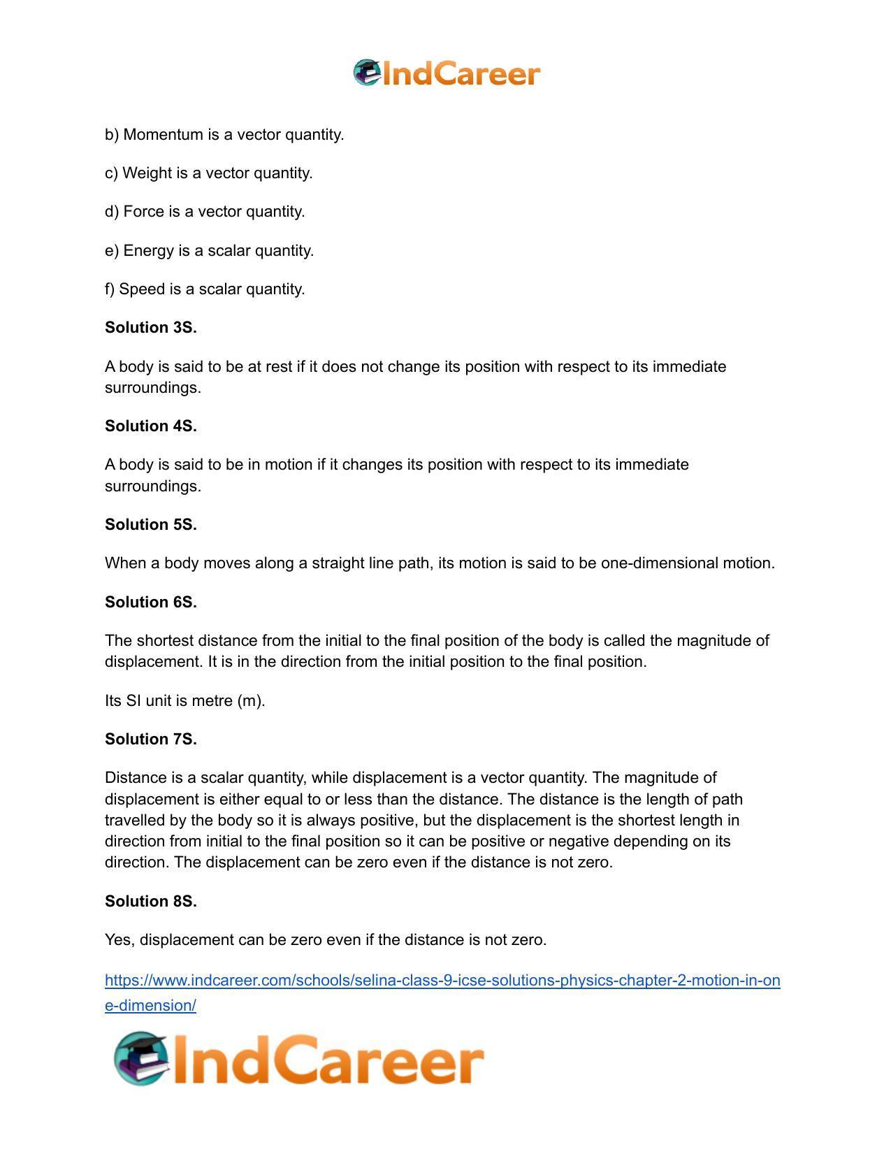 Selina Class 9 ICSE Solutions Physics : Chapter 2- Motion in One Dimension - Page 3