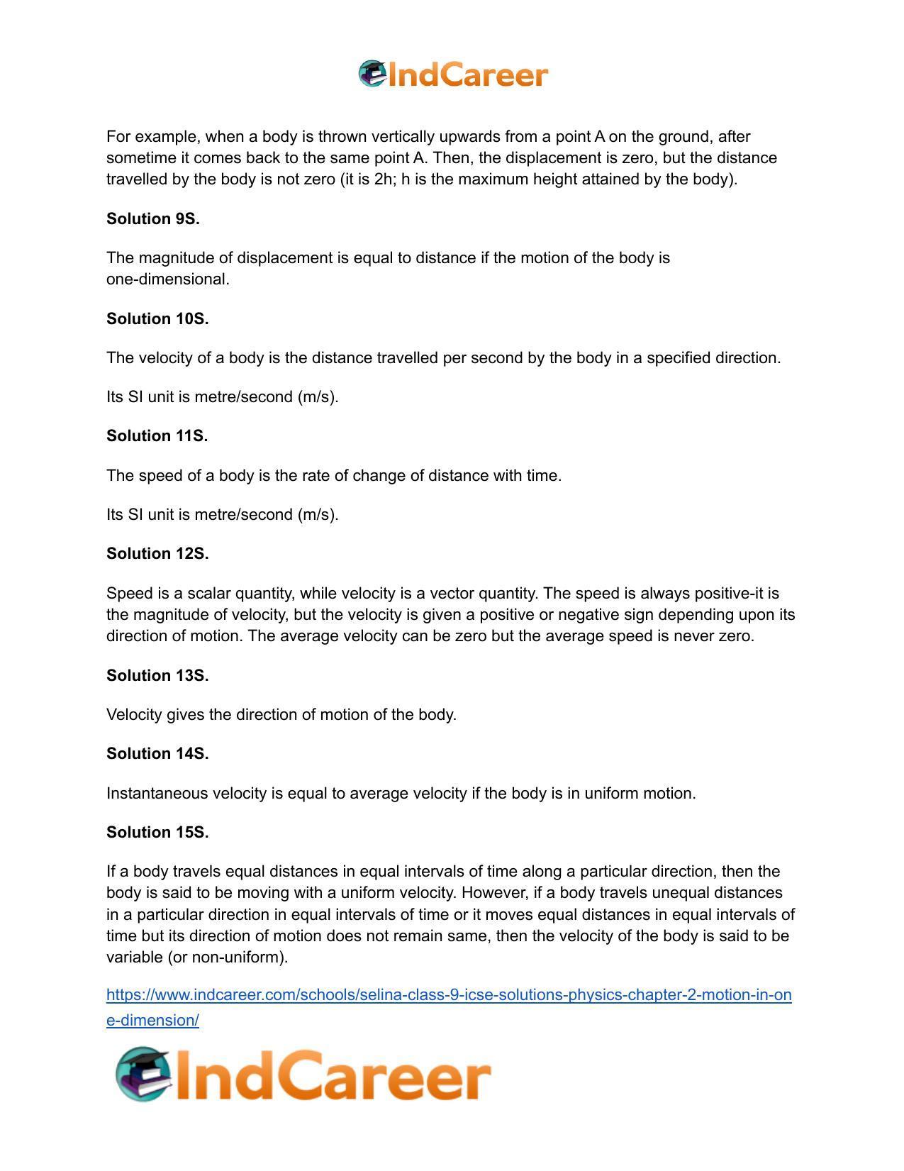Selina Class 9 ICSE Solutions Physics : Chapter 2- Motion in One Dimension - Page 4