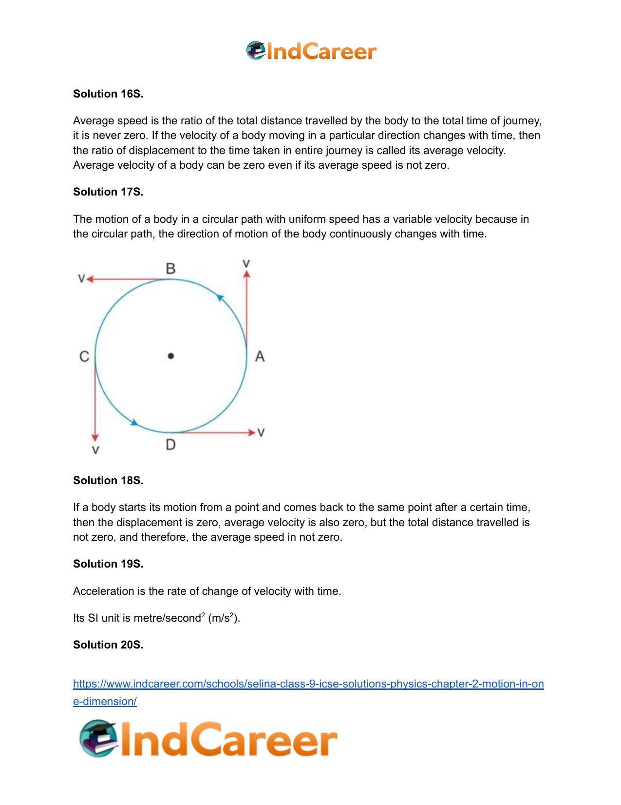 Selina Class 9 ICSE Solutions Physics : Chapter 2- Motion in One Dimension - Page 5
