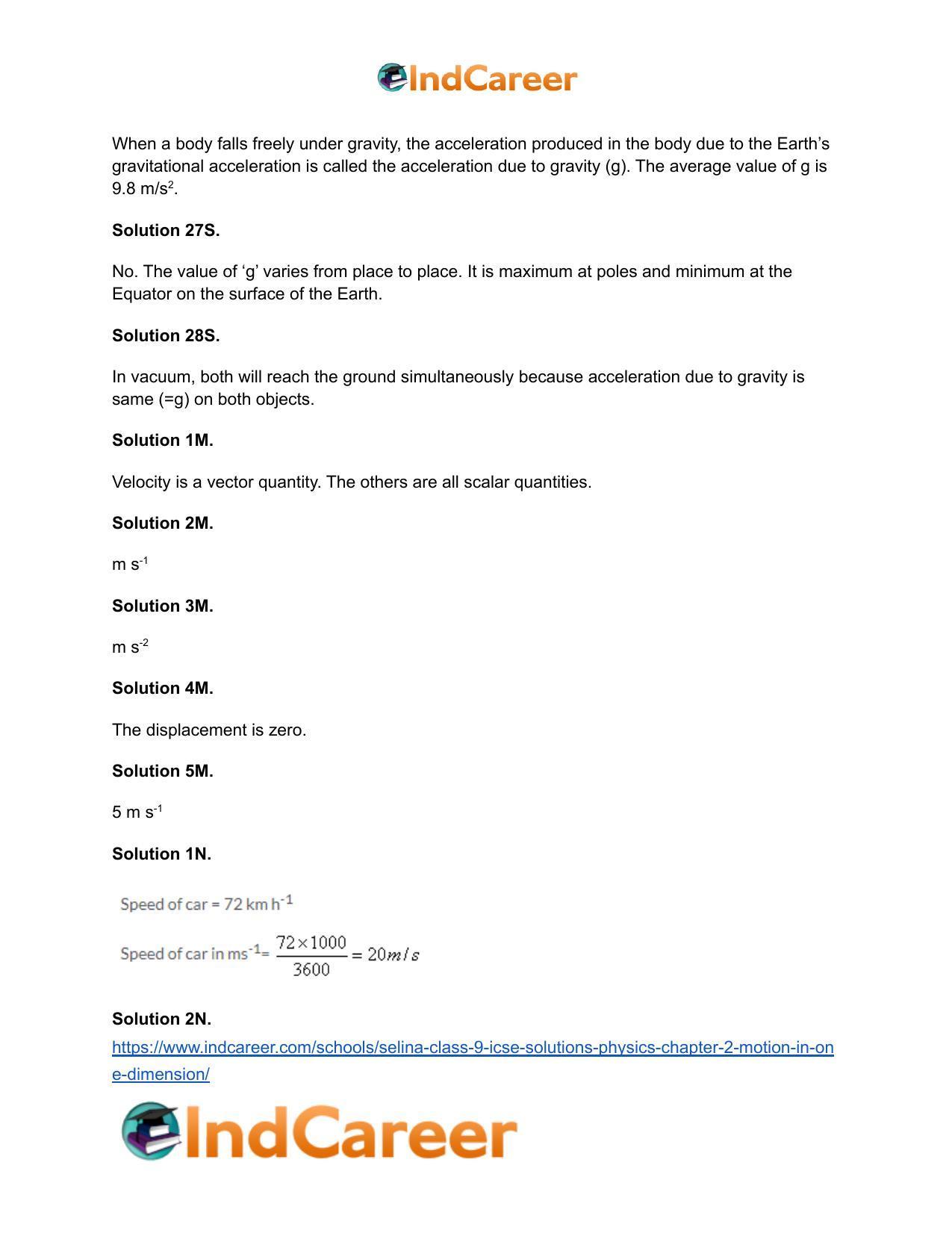Selina Class 9 ICSE Solutions Physics : Chapter 2- Motion in One Dimension - Page 7