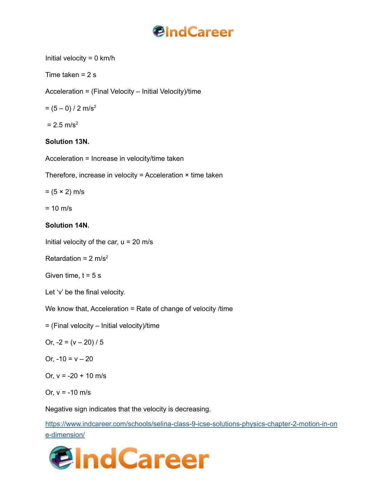 Selina Class 9 ICSE Solutions Physics : Chapter 2- Motion in One Dimension - Page 11
