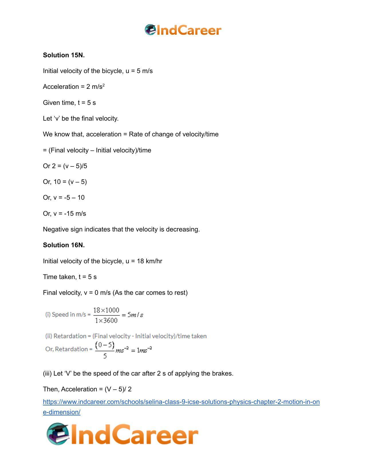 Selina Class 9 ICSE Solutions Physics : Chapter 2- Motion in One Dimension - Page 12