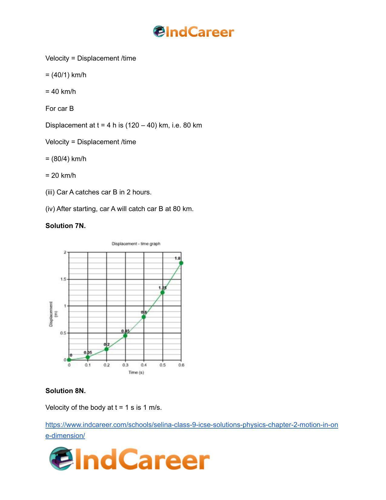 Selina Class 9 ICSE Solutions Physics : Chapter 2- Motion in One Dimension - Page 22