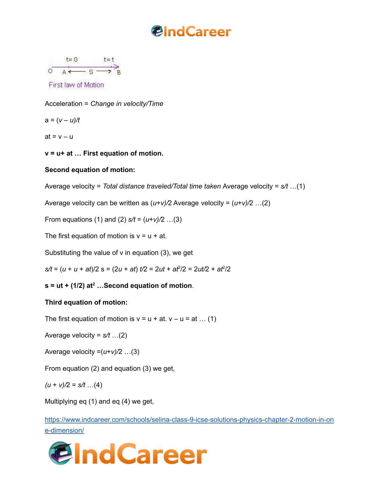 Selina Class 9 ICSE Solutions Physics : Chapter 2- Motion in One Dimension - Page 27