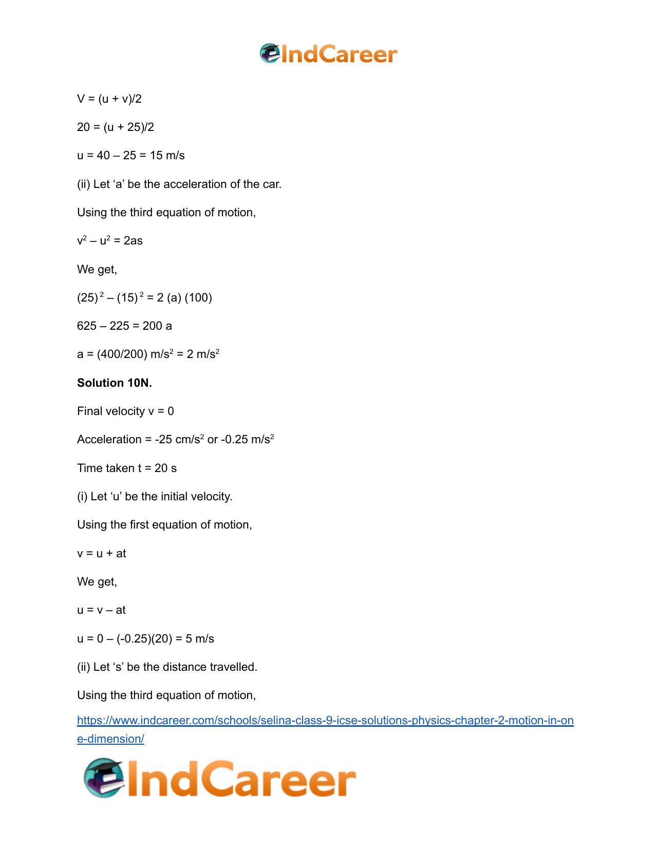 Selina Class 9 ICSE Solutions Physics : Chapter 2- Motion in One Dimension - Page 33