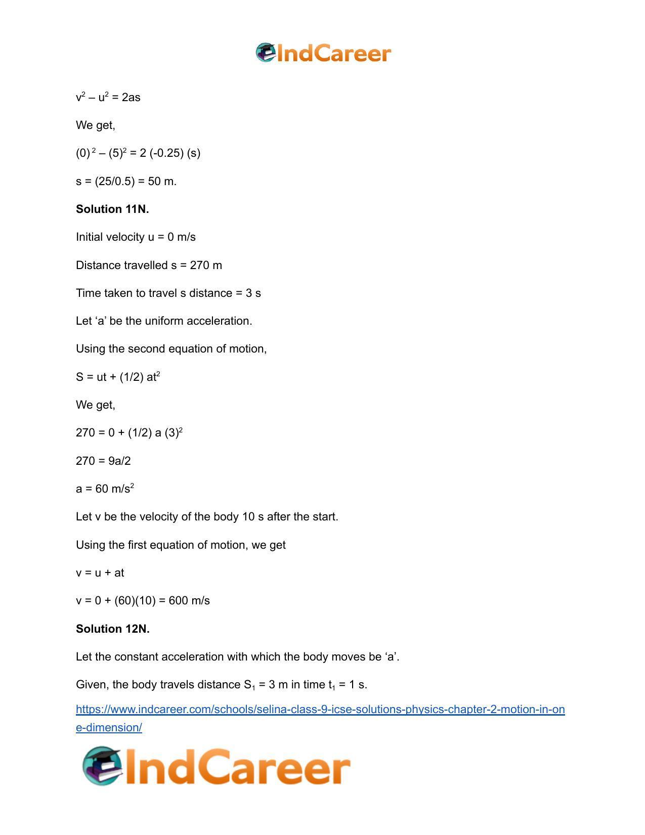 Selina Class 9 ICSE Solutions Physics : Chapter 2- Motion in One Dimension - Page 34