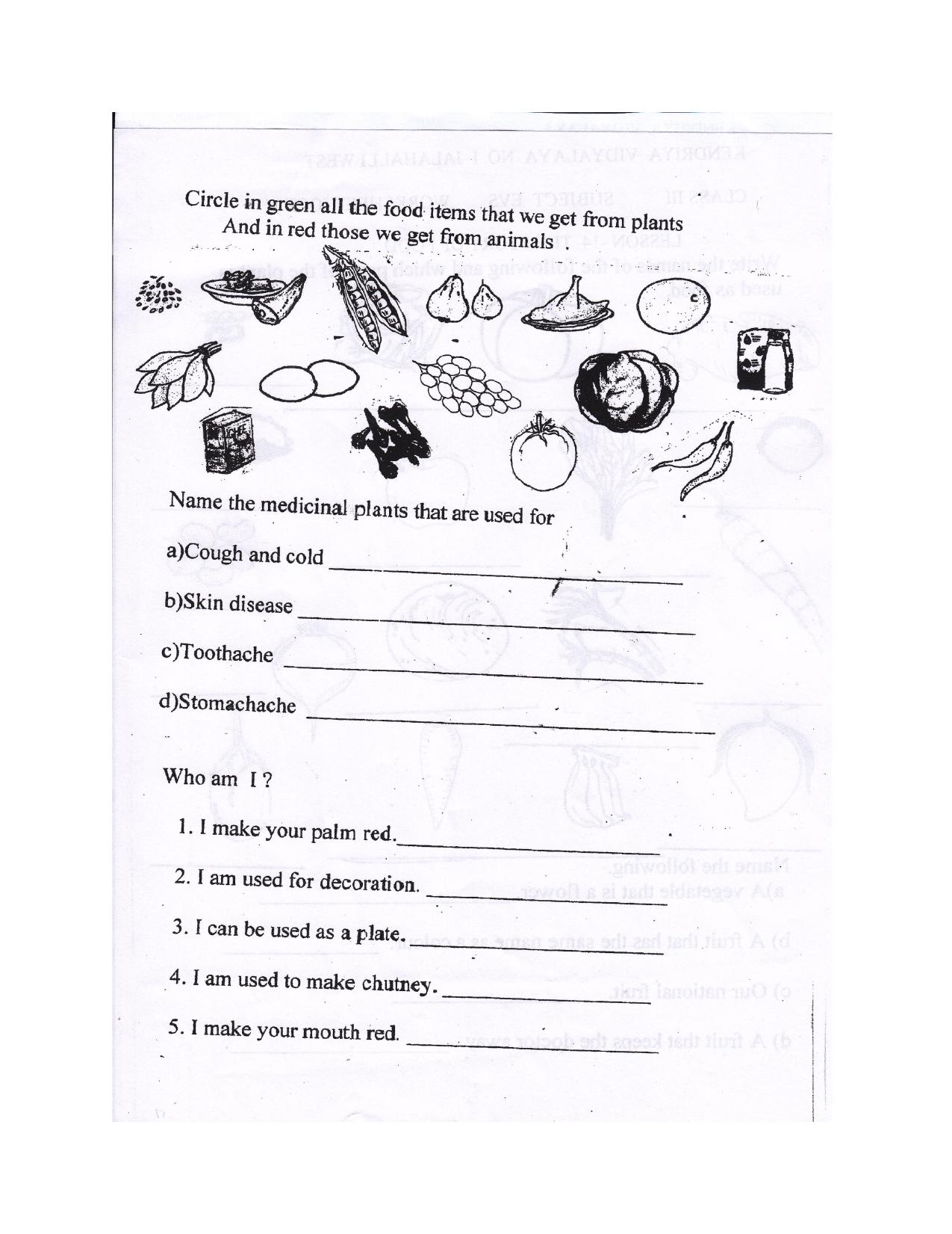 Worksheet for Class 3 EVS Assignment 29 The Story of Food - Page 2