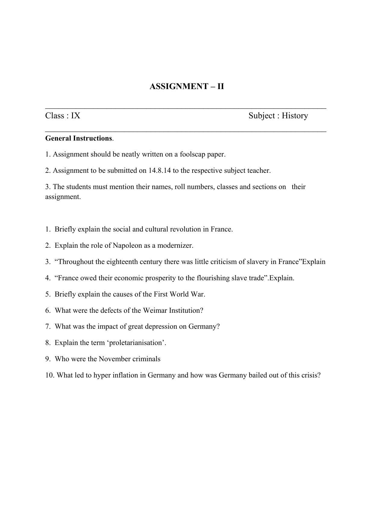 CBSE Worksheets for Class 9 Social Science Assignment 12 - Page 1