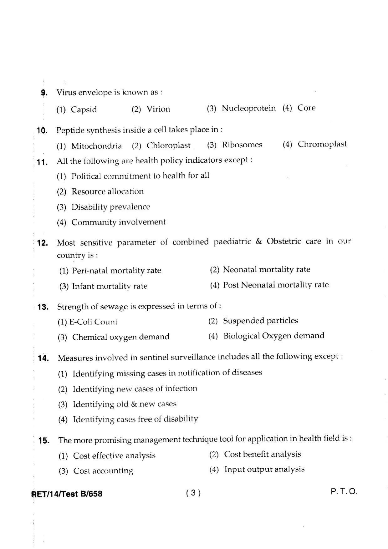 BHU RET Community Medicine 2014 Question Paper - Page 5