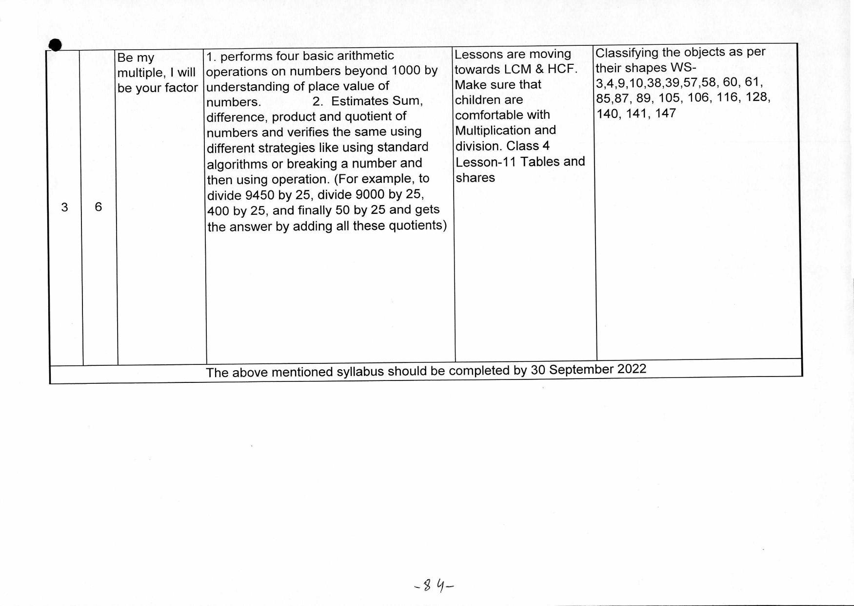 Edudel Class 5 Mathematics( English Medium)Syllabus - Page 4