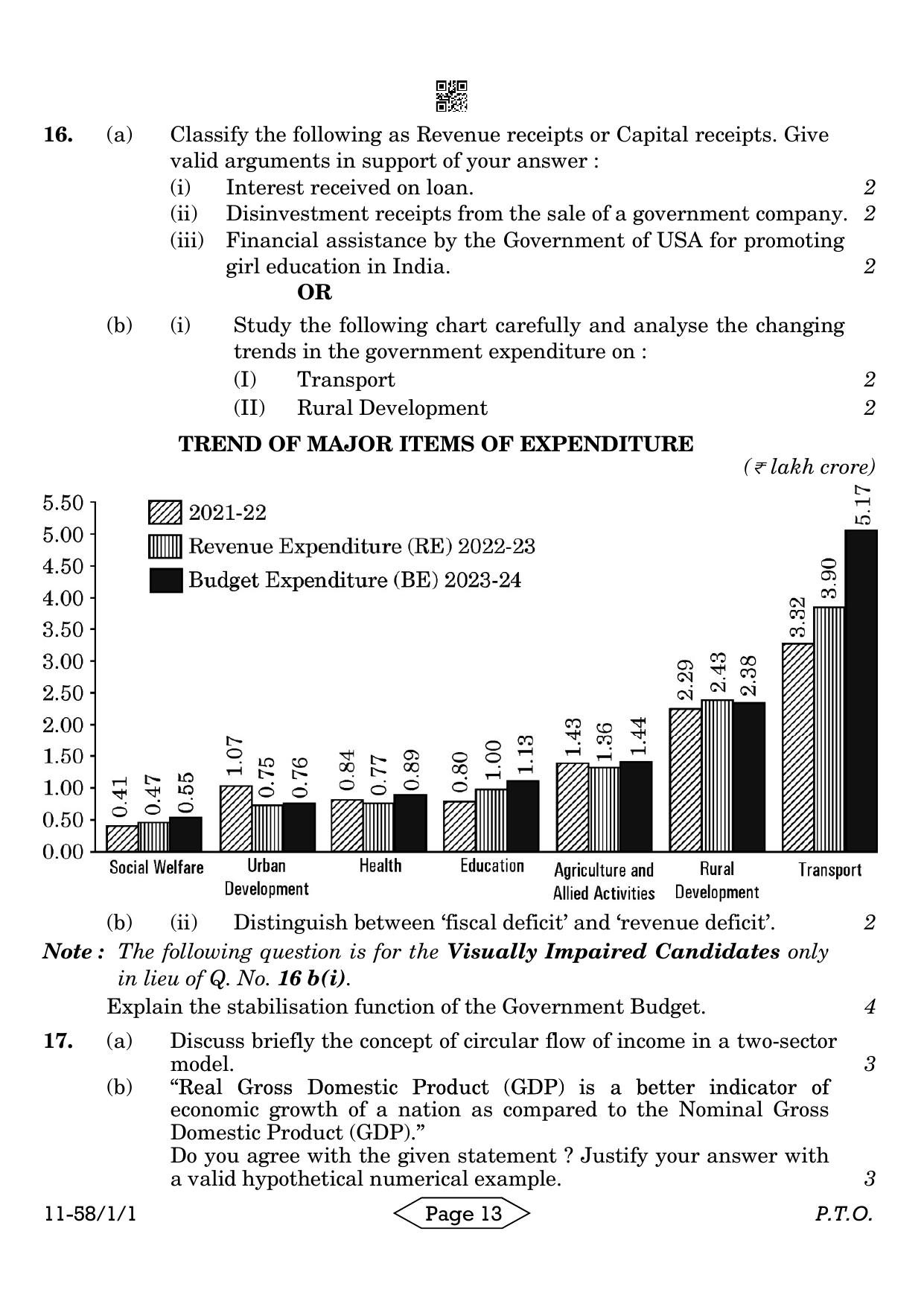CBSE Class 12 58-1-1 Economics 2024 Question Paper - Page 13