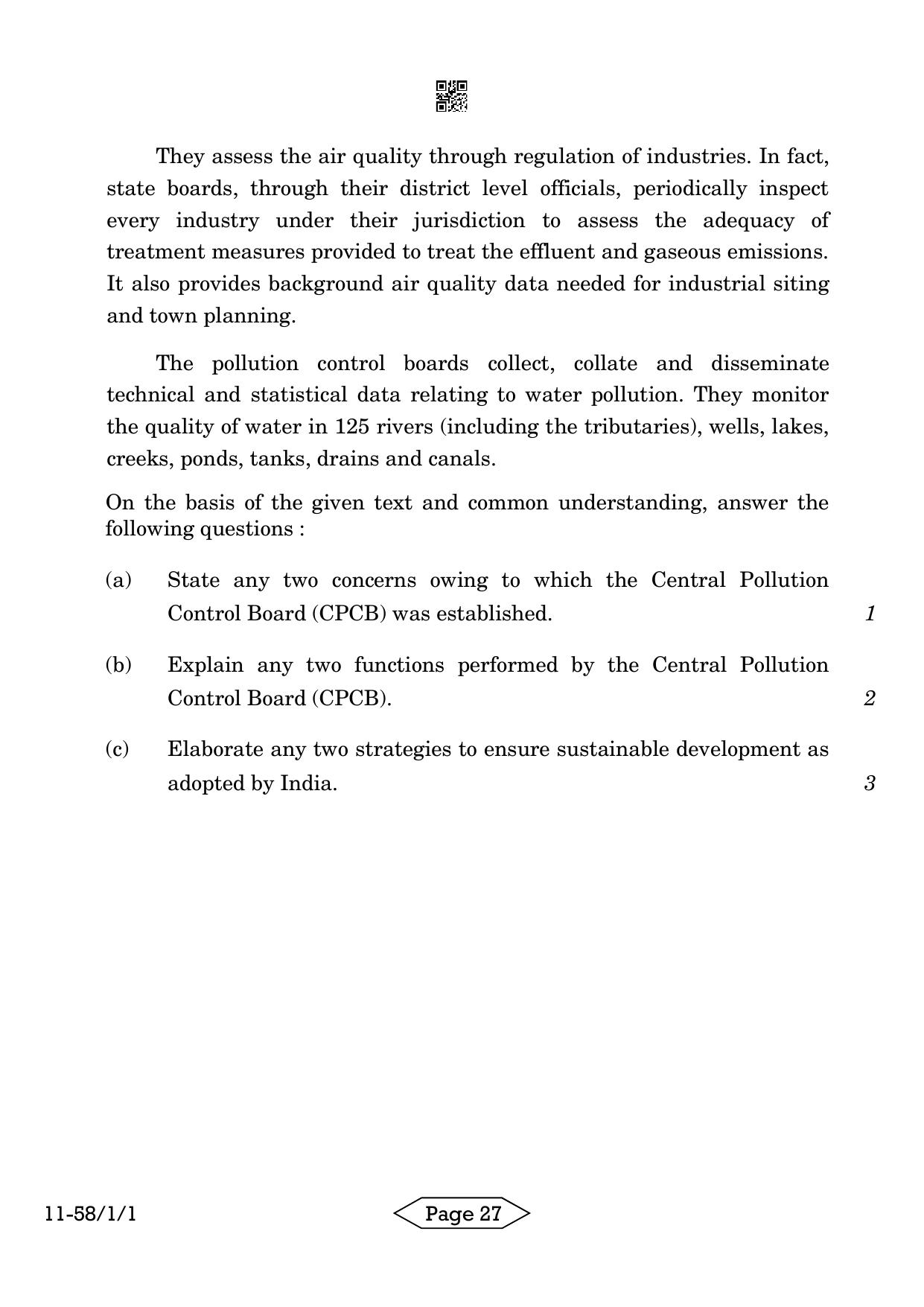 CBSE Class 12 58-1-1 Economics 2024 Question Paper - Page 27