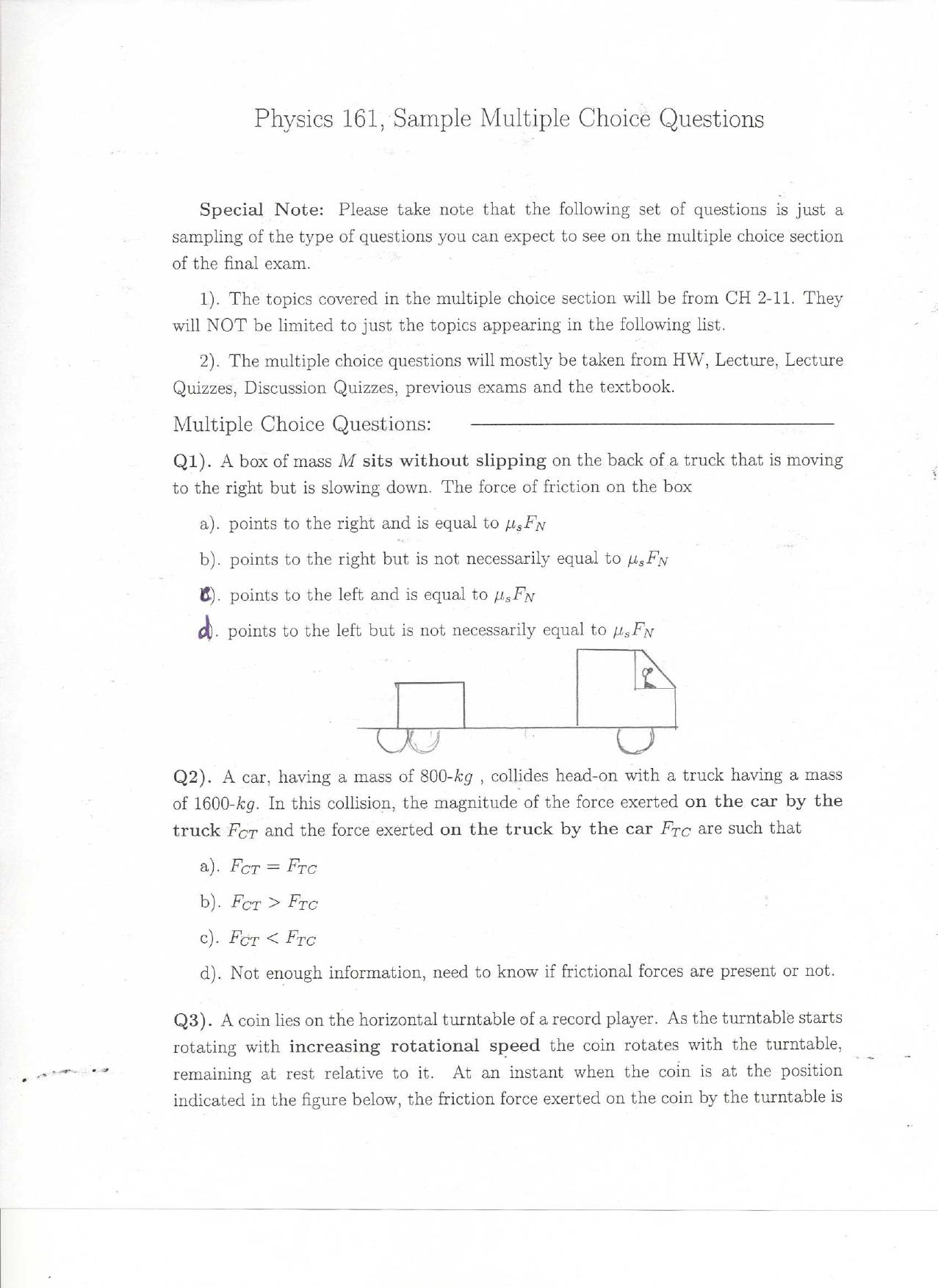 HPU B.Sc Nursing Physics Sample MCQs - Page 1