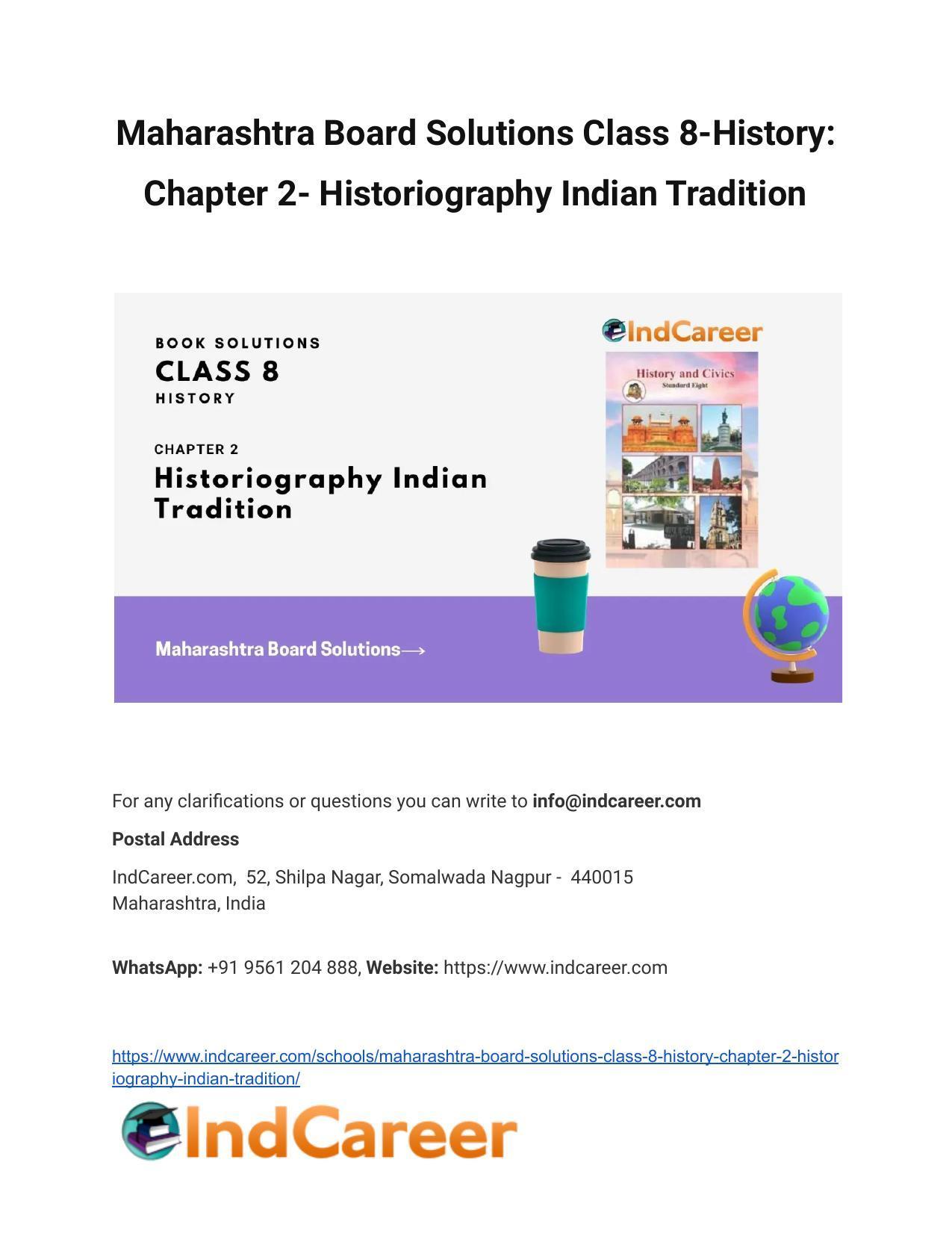 Maharashtra Board Solutions Class 8-History: Chapter 2- Historiography Indian Tradition - Page 1