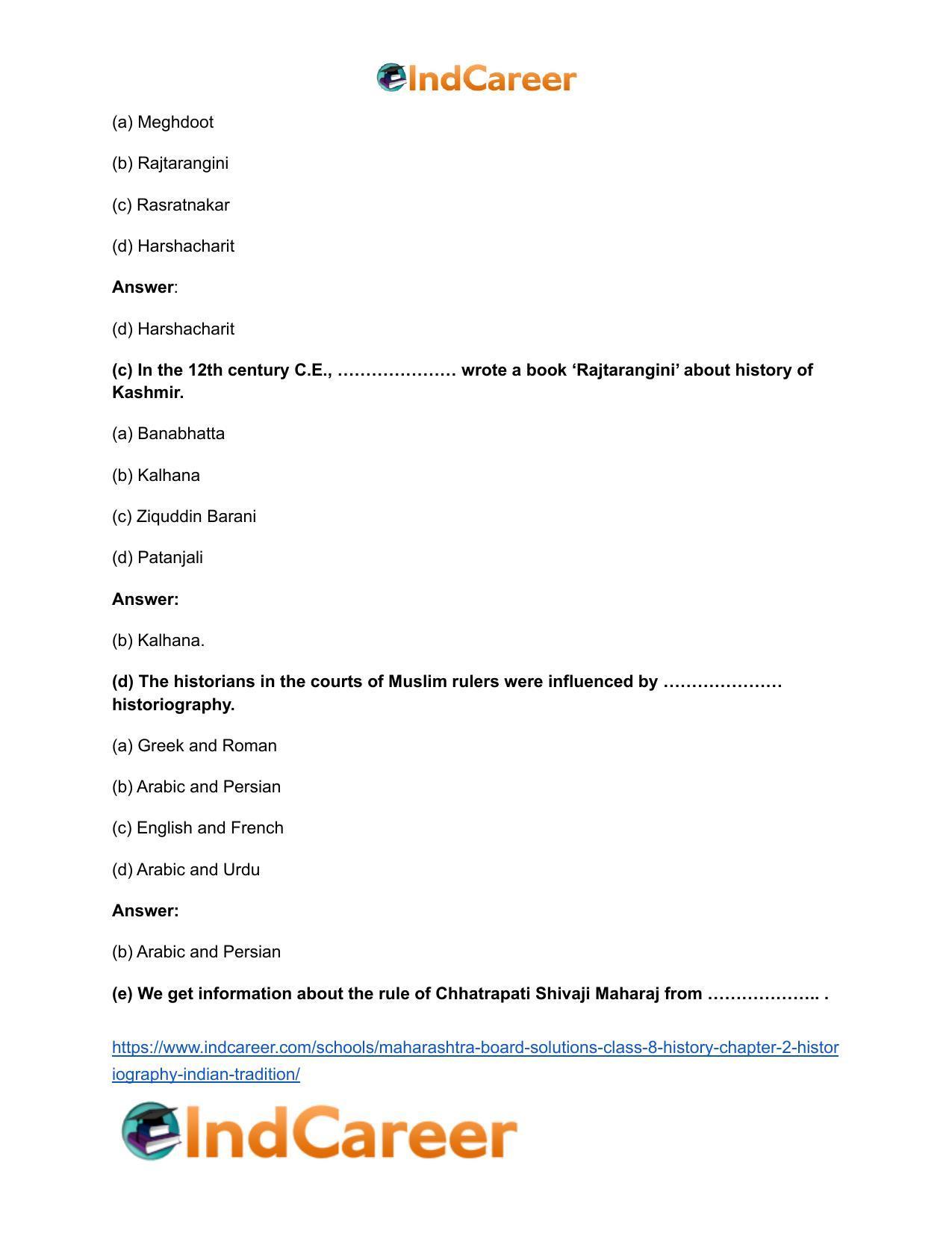 Maharashtra Board Solutions Class 8-History: Chapter 2- Historiography Indian Tradition - Page 10
