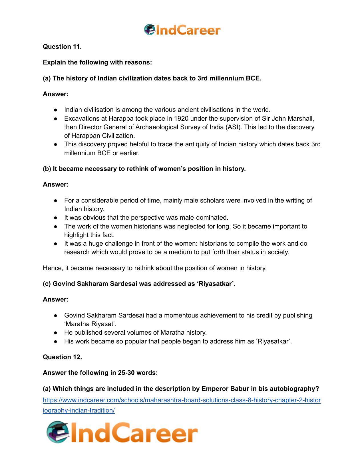 Maharashtra Board Solutions Class 8-History: Chapter 2- Historiography Indian Tradition - Page 20