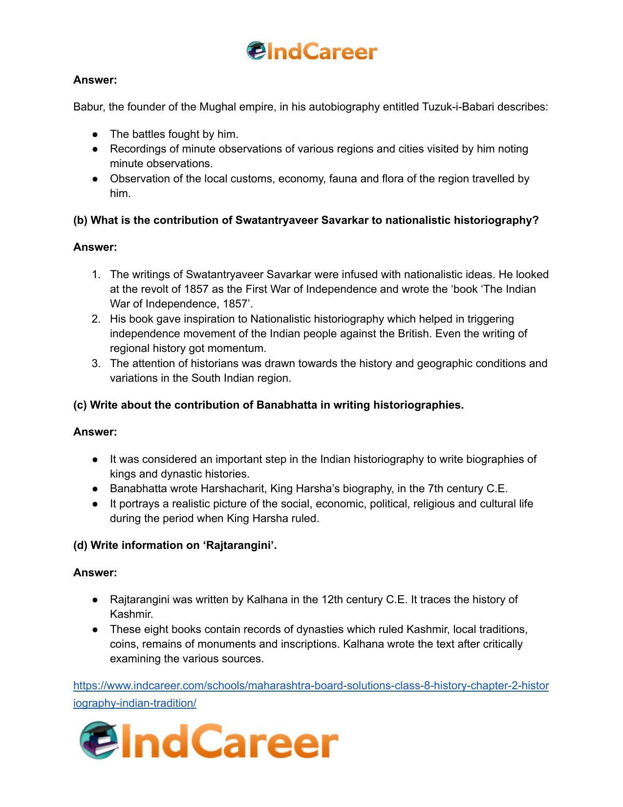 Maharashtra Board Solutions Class 8-History: Chapter 2- Historiography Indian Tradition - Page 21