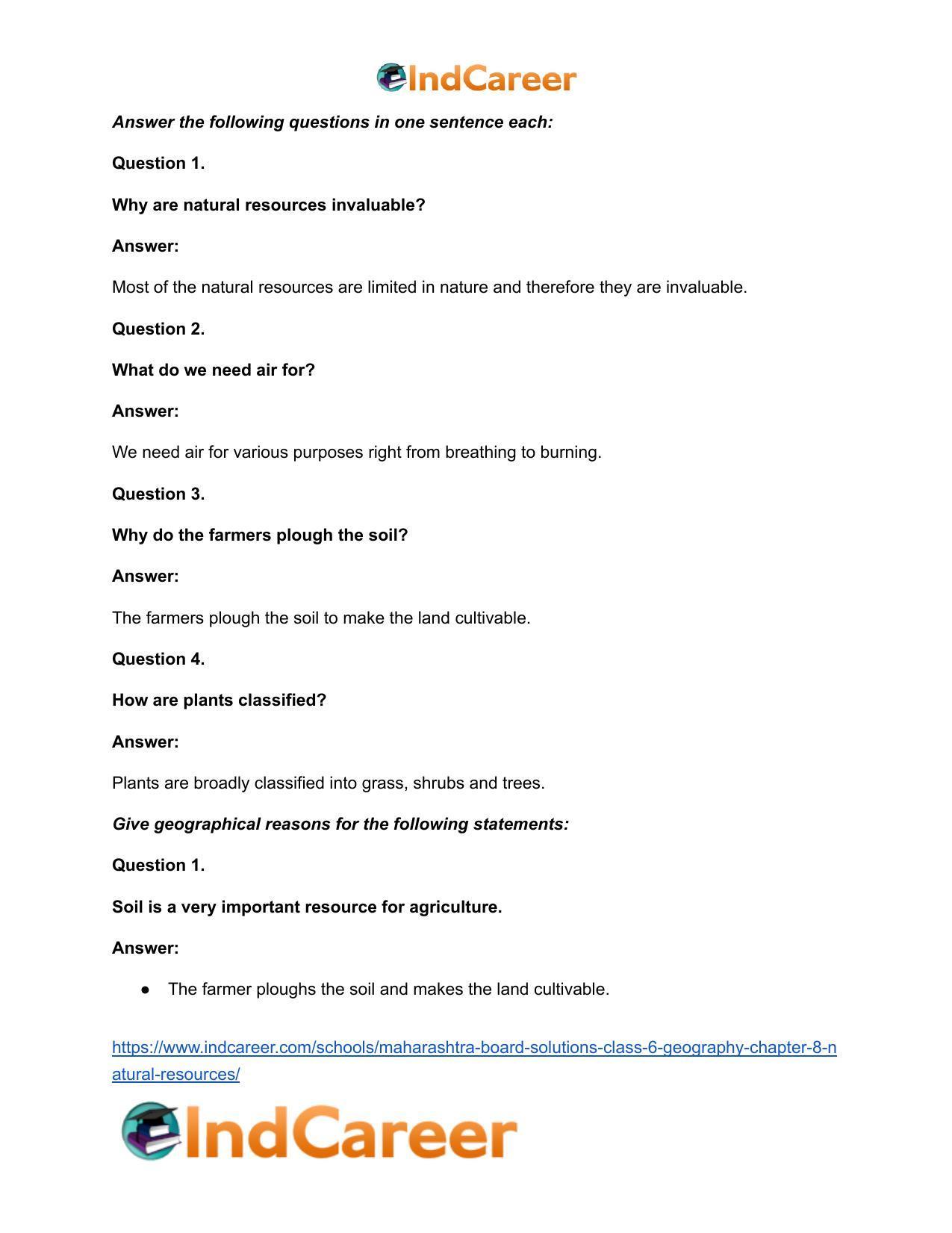Maharashtra Board Solutions Class 6-Geography: Chapter 8- Natural Resources - Page 18