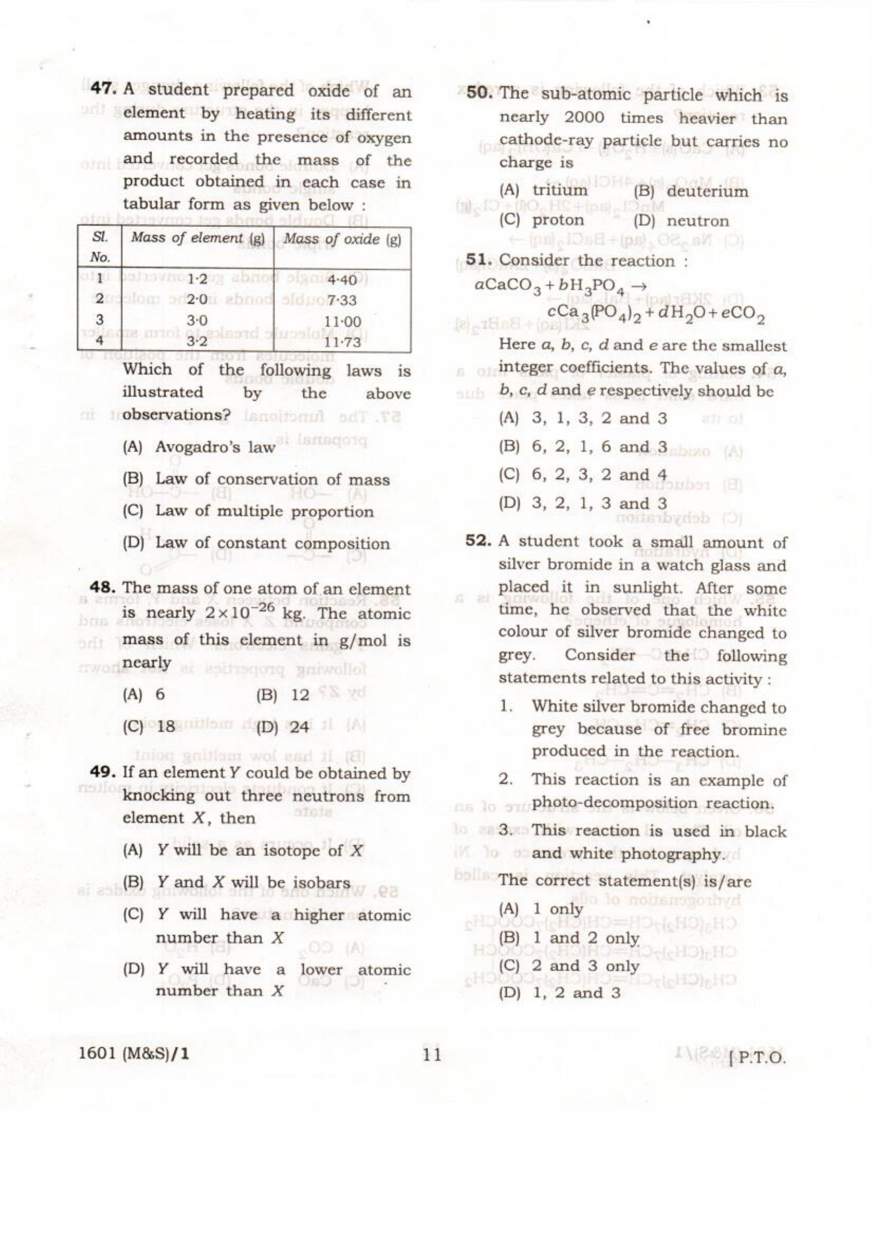 APJEE Mathematics & Science 2017 Question Paper - Page 11