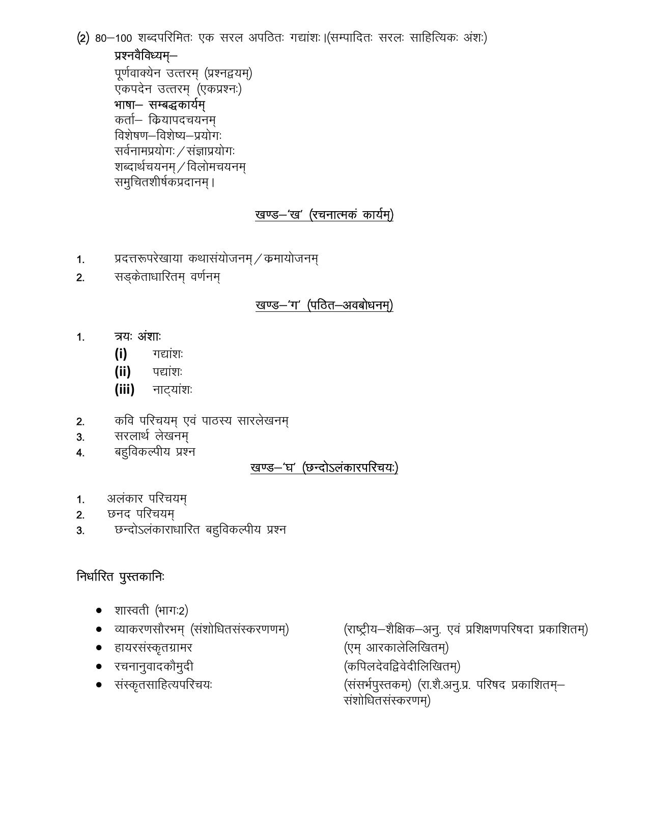 HP Board Class 12th Syllabus for Sanskrit - Page 2